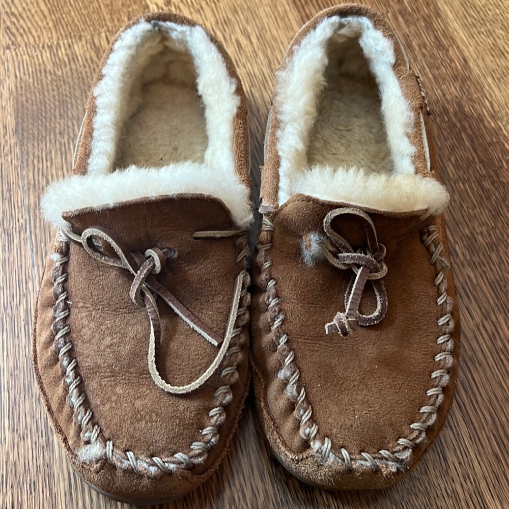 Men's Shearling-Lined Brown Suede Moccasin Slippers
